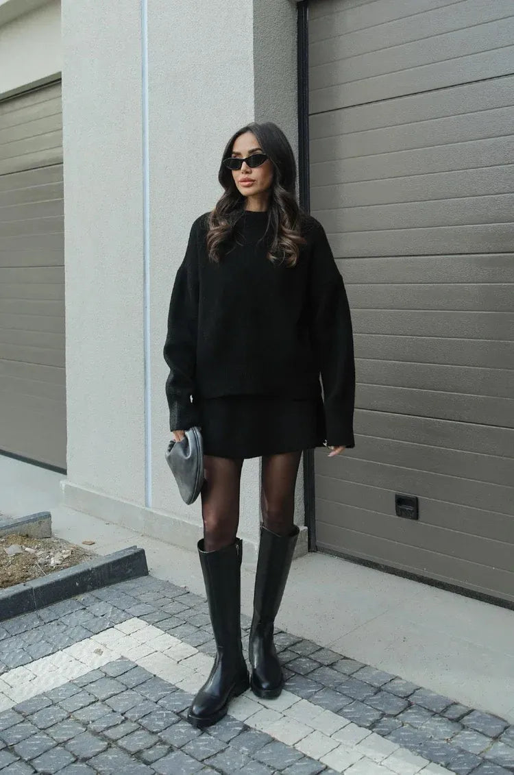 Carol - Knitted Skirt Suit (Top + Skirt)