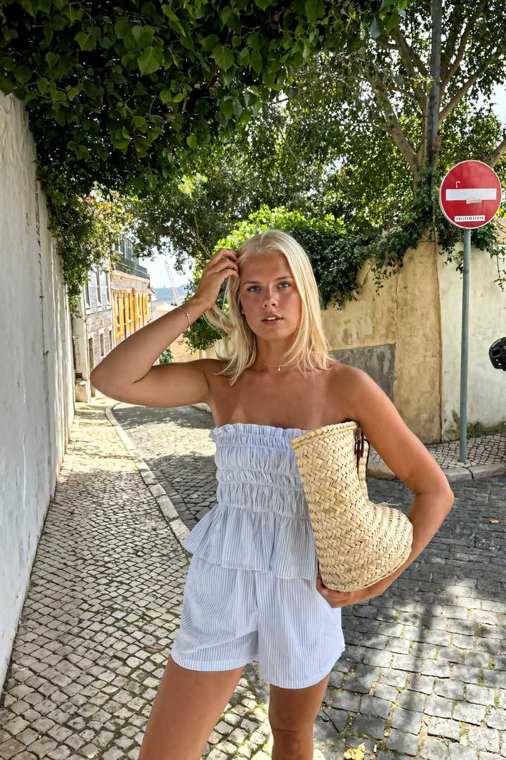 Aspen - Ruffle Bandeau Tube Top and Loose Shorts Set