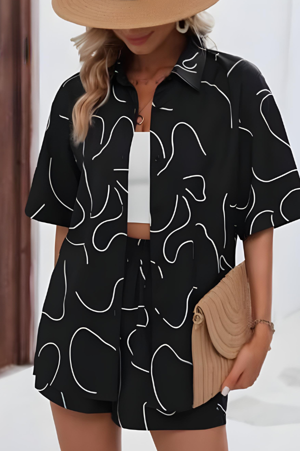 Brooke - Summer Abstract Print Shirt and Shorts