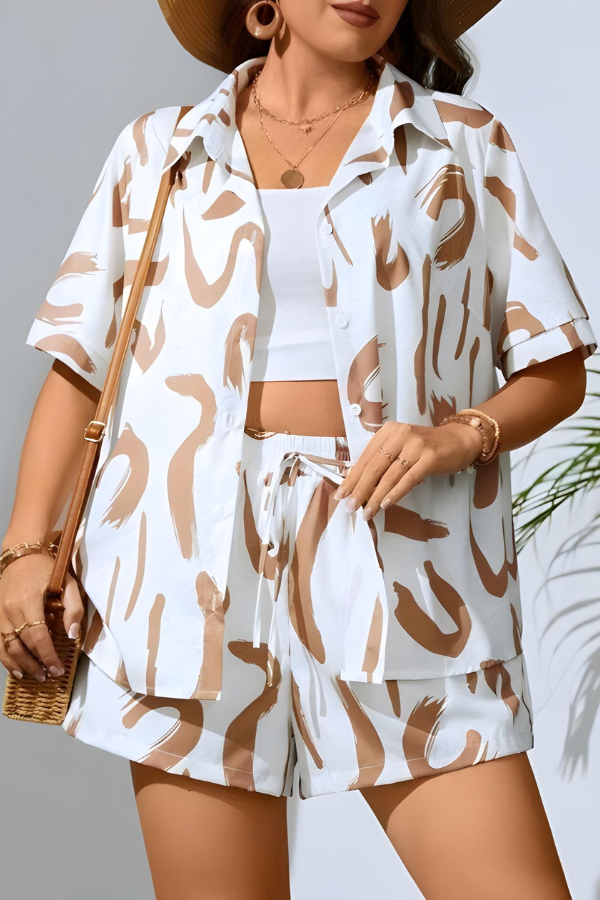 Brooke - Summer Abstract Print Shirt and Shorts