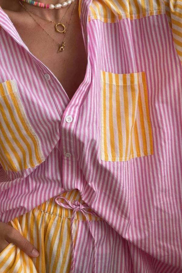 Cadence - Summer Button Down Shirt and Short Set