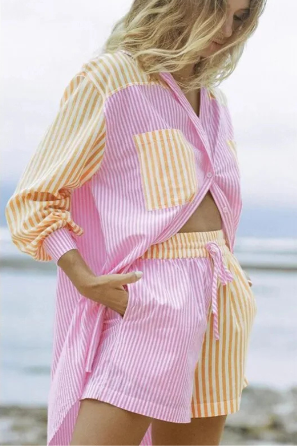 Cadence - Summer Button Down Shirt and Short Set