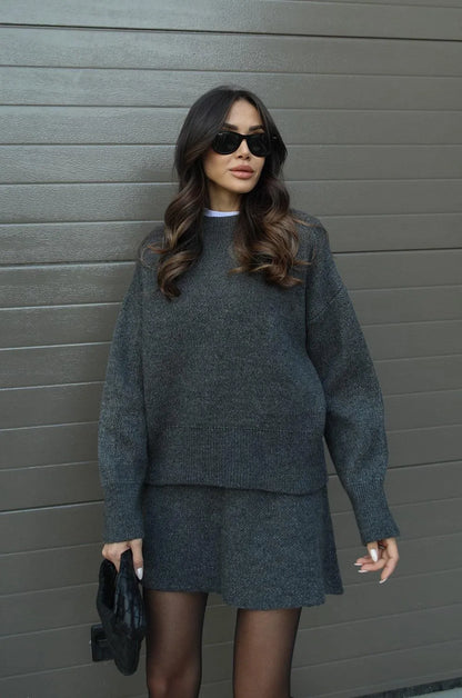 Carol - Knitted Skirt Suit (Top + Skirt)