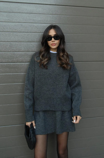 Carol - Knitted Skirt Suit (Top + Skirt)