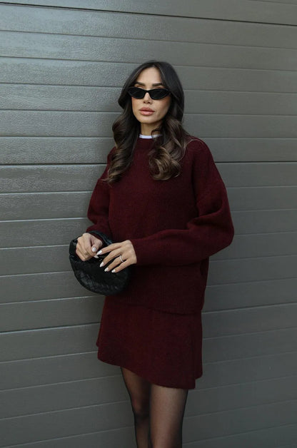 Carol - Knitted Skirt Suit (Top + Skirt)