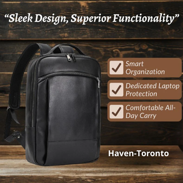 Black Leather Laptop Backpack | BAMBURGH