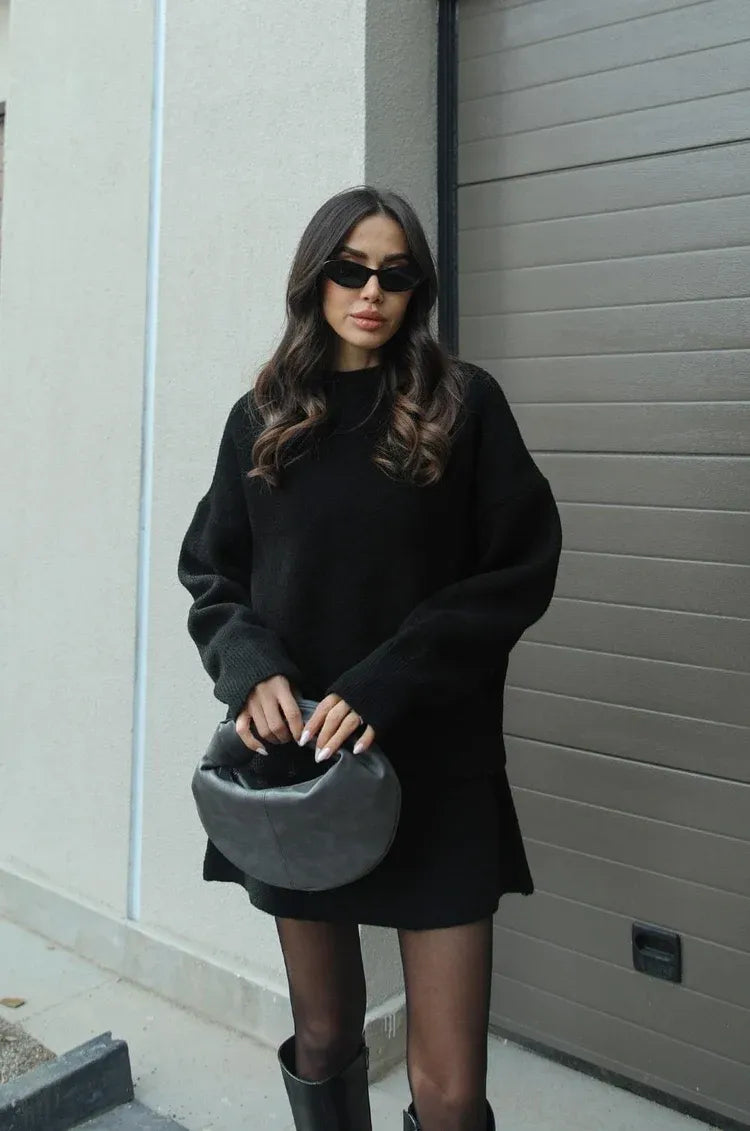 Carol - Knitted Skirt Suit (Top + Skirt)