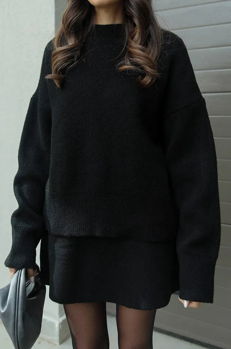 Carol - Knitted Skirt Suit (Top + Skirt)