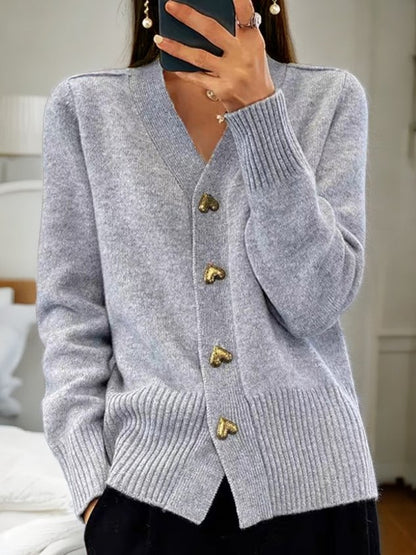 Thalia - Heart-Shaped Button Cardigan